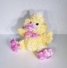 Dan Dee Easter Duck Chick Yellow Pink Bow Feet Plush Stuffed Animal Toy 9  Euc
