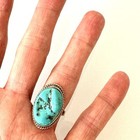 Vintage Navajo Turquoise Ring Sz 7 5 Rope Sterling Silver Native American Oval