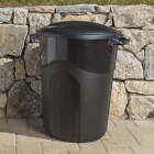 32 Gallon Heavy Duty Plastic Garbage Can  Included Lid  Indoor outdoor  Black