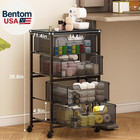 Rolling Cart With Drawers  4-drawer Storage Cart On Wheels With Wooden Top  Meta