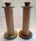 Set Of 2 Large Vintage Wooden Industrial Thread Spools  Maybe From Textile Mill 