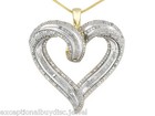 Platinum   Ss Round Baguette 1ctw Genuine Diamond Heart Necklace 18 In   Bonus