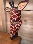 Hand Carved Wood African Giraffe Mask Wall Hanging Art Decor Red Brown Safari