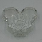 Vintage Mickey Mouse Figure Paperweight Etched Clear Glass 4  Disney Art Glass