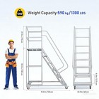 6-step Rolling Ladder With Platform  1300lbs Capacity Industrial Platform Ladder