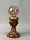 Antique French Blown Glass 9 1 2  Newel Post Finial W make Do Wood Stand