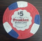  5 The President Riverboat Casino Davenport  Iowa Casino Chip