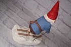 Vintage 1979 Unieboek B v  Gnome Figurine Skiing Skis Poles Rare