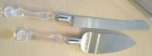 Stainless Steel Wedding Gift Knife Cake Server Set Crystal Acrylic Clear Euc