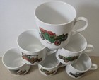  6   Vtg Antique Automobile Porcelain Cups Mugs Schumann Bavaria Arzberg Germany