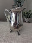 Vintage Ep Brass Silver Plated  Lovely Footed Pitcher Ewer Ornate Scroll Handle