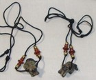 2 Black Cord Animals Bead Necklaces - 2 Dogs Or Wolves -