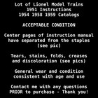 Lionel Model Trains Catalogs Instructions Lot Vintage 1951 1954 1958 1959