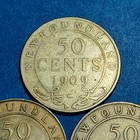 Lot Of 3 Newfoundland 1909  1917 C  1919 C   50 Cents Half   Silver Coins Bk198