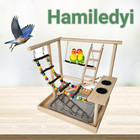 Parrots Playground Bird Play Gym Wood Perch Stand Colours Climb Ladders Swing Ch