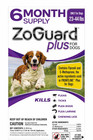 Zoguard Plus Preventative Treatment Flea Tick For Large Dogs 89-132 Lb 6 Months