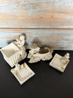 Vtg Spaghetti Poodle Set Holder Tabletop Lighter Ashtrays Gold Glitter Rhineston