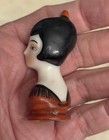Art Deco Flapper Woman Half Doll  Head Pin Cushion Germany Spanish Lady