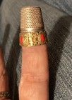 Victorian 800 Silver   5 Coral Pcs Vermeil Thimble Ornate Design Antique