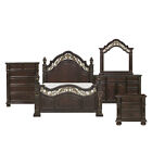 Classic 5pc Antique Espresso King Queen Poster Bedroom Set Traditional B d m n c