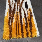 Vtg 70s Mcm Kitschy Latch Hook Rug Cattails Sun Wall Art Hanging 15  X 36  Vgc
