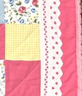Baby Quilt Handmade Crib Blanket 40  X 40  Pink Patchwork With Eyelet Lace