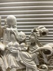 Vintage Carved Wood Confucious Lacquered With Woman Stag Deer Egret Bird