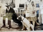 Vintage Photo Man Women Dog Car Snapshot Early Automobile Candid Scene