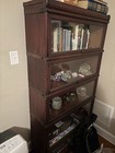 Antique  macey  Barrister Oak Bookcase With Retractable Glass Doors