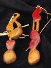 Vintage Hand Carved Wooden Love Spoon Folk Art Hearts Butterfly Pair