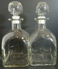 Vintage Clear Glass Decanter Square Body W  Stopper Set Of 2