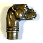 Vintage Solid  Brass  Bronze Dog Boxer Bulldog Cane Handle Top Topper Finial