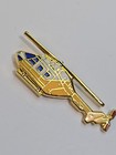 Helicopter Tie Tack Lapel Pin Yellow Blue White   Gold Colors