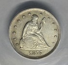 1875-s s Twenty Cent Piece  20c  Anacs Vf35 Det  20c Silver Seated Liberty Rare
