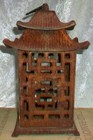 Pair Antique Cast Iron Japanese Pagoda Outdoor Garden Hanging Candle Lanterns