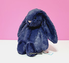 Retired Jellycat Bashful Navy Blue Bunny - Medium 12  - Authentic -new With Tags