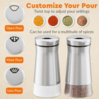 Original Salt And Pepper Shakers Set With Adjustable Pour Holes - Glass And Stai