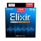  3 Sets Elixir Nanoweb 12052 Nickel Plated Electric Guitar Strings Light -10-46 