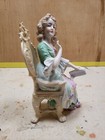 Antique German Art Deco Porcelain Figurine Of Lady In Chair 8  Height