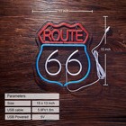 Historic Route 66 Neon Sign For Wall Decor 15x13 Inches  Red white blue