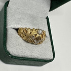 Vintage 14k Yellow White Gold Diamond Masonic Ring Symbol Eye Secret Compartment