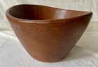 Large Hand Turned Teak Wood Bowl Danish Modern 12x7 Mcm Rustic