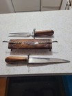 Vintage Mid-century Hand-carved Indian Carving Set  rosewood   Brass 