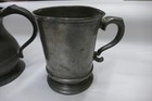 2 Antique Pewter 19th C One Pint Tankard Stein Cup