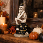 Halloween Skeleton Pumpkin Figurine Raven Skull Gothic Tabletop Decor 11 8in