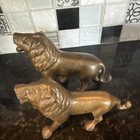 Pair Of Antique  Small  Chinese  Bronze Lions