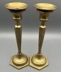 Vintage Solid Brass Candlesticks 9    Tall Heavy 3 Lbs Hexagon Base Candle Holders