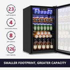 Beverage Refrigerator Cooler 126 Can Mini Fridge Glass Door For Soda Beer Wine