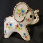 Vintage Retro Napco Flower Print Ceramic Elephant Figural Planter