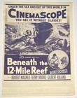 Beneath The 12-mile Reef - Rare 1953 Cinemascope Film Robert Wagner Movie Herald
